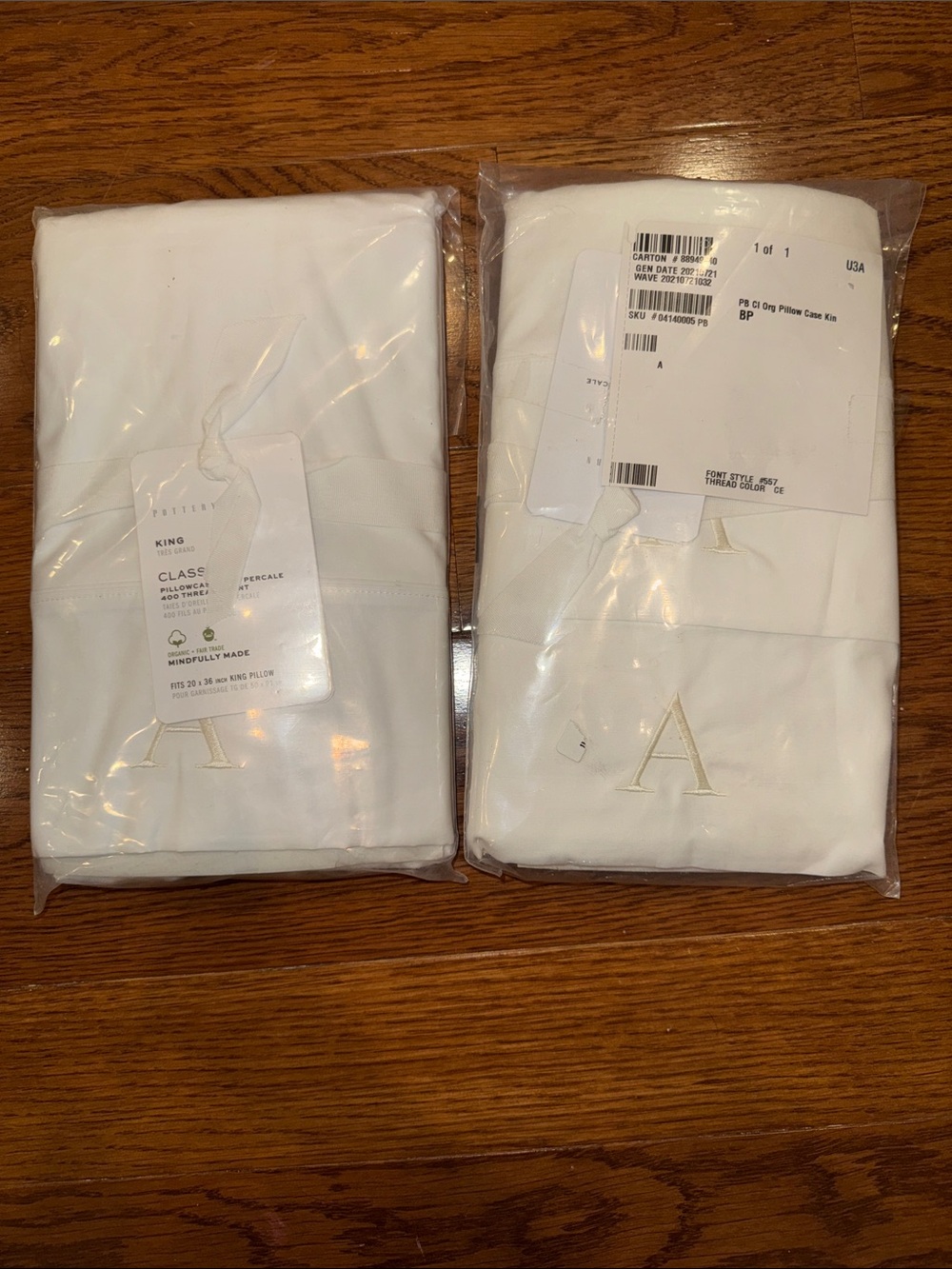 Pottery Barn White King Pillowcase Set - Classic Percale “A”